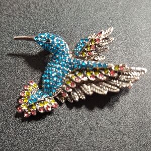 NEW - Colorful Rhinestone,  Hummingbird Bird Brooch